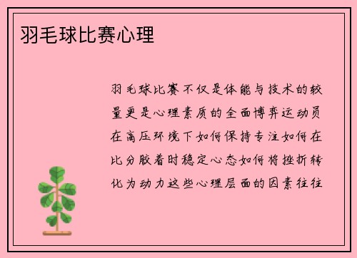 羽毛球比赛心理